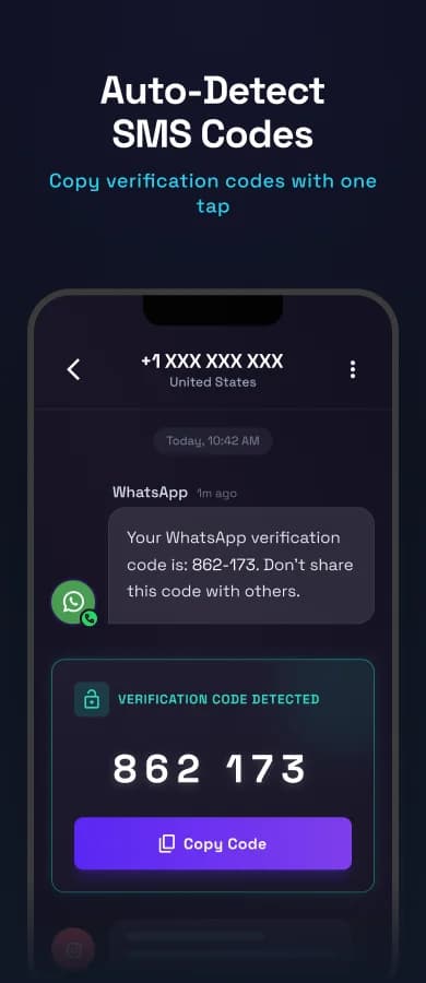 Second Number: Codes are detected and copied in one tap