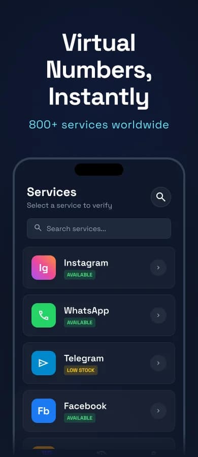 Second Number: Pick the service you need to verify